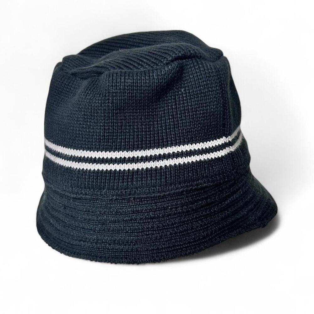 GAP Vintage Y2k Black Knit Cotton Striped Bucket Hat Hip Hop Streetwear